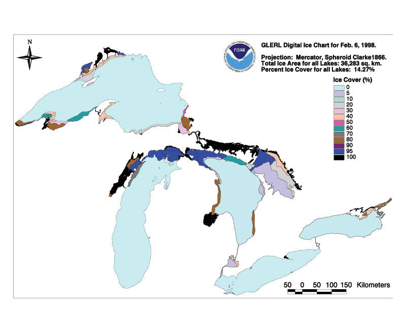 GLERL digital ice chart for Feb 6 1998