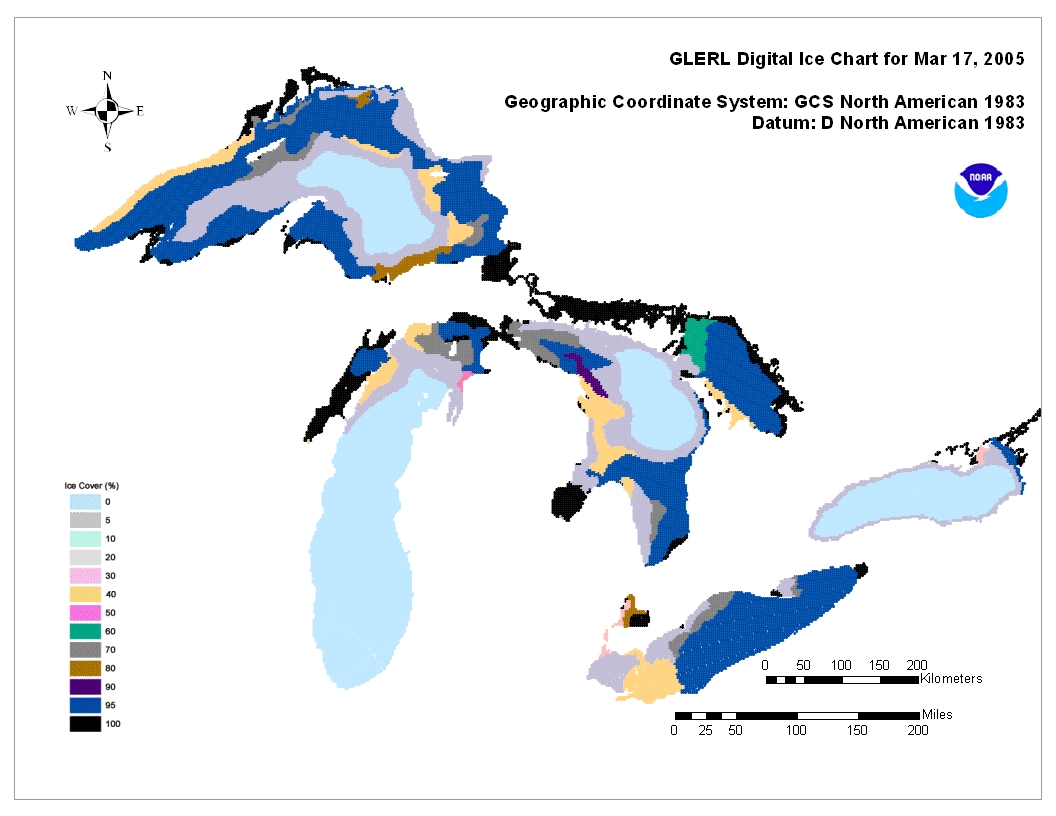 GLERL digital ice chart for Mar 17 2005