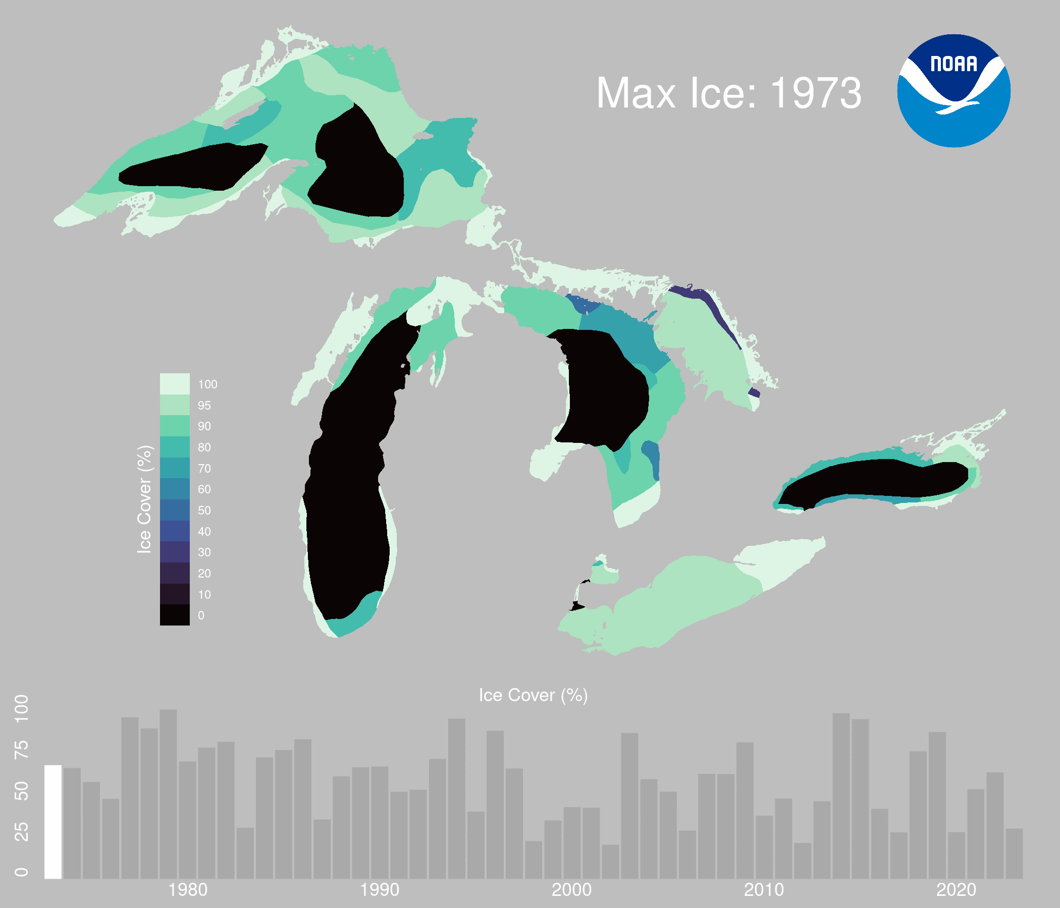 Animated GIF of Great Lakes Historical Ice Cover
