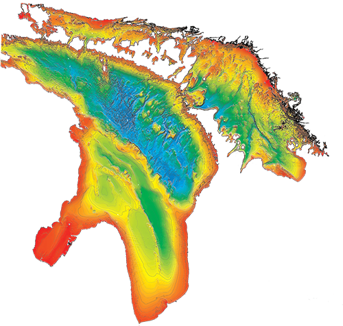 Lake Huron bathymetry map