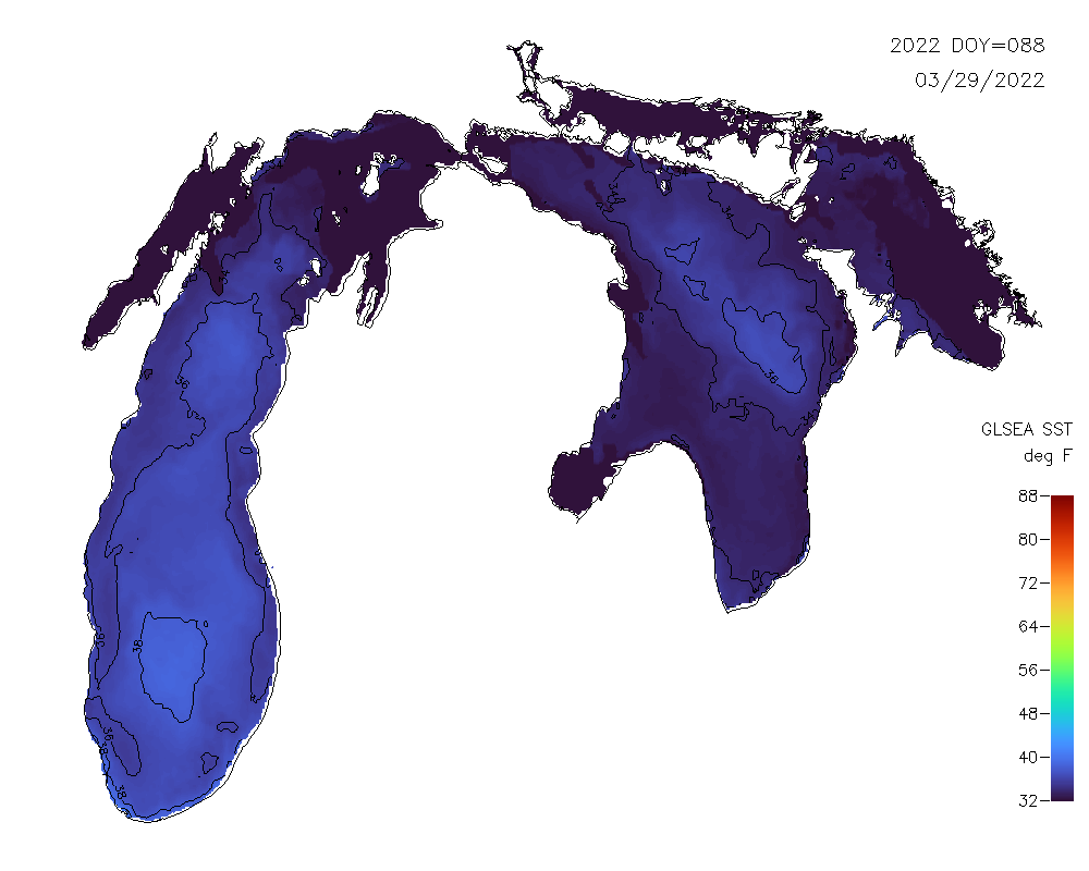Great Lakes Water Temp and Ice Coverage 