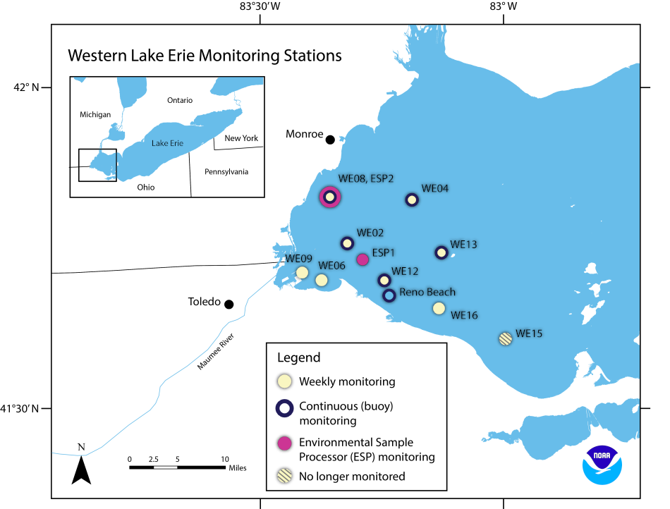 Map of real-time sampling sites