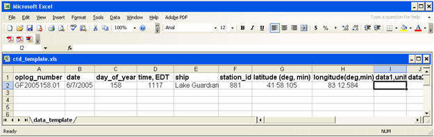 Format of Excel file for data submission